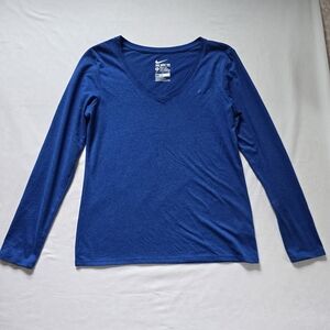 Nike Blue Long Sleeve V-Neck Shirt